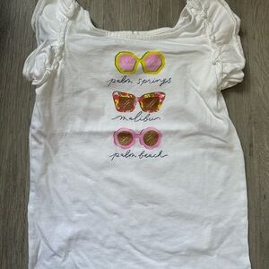Janie and Jack White Tee with Sunglasses Print